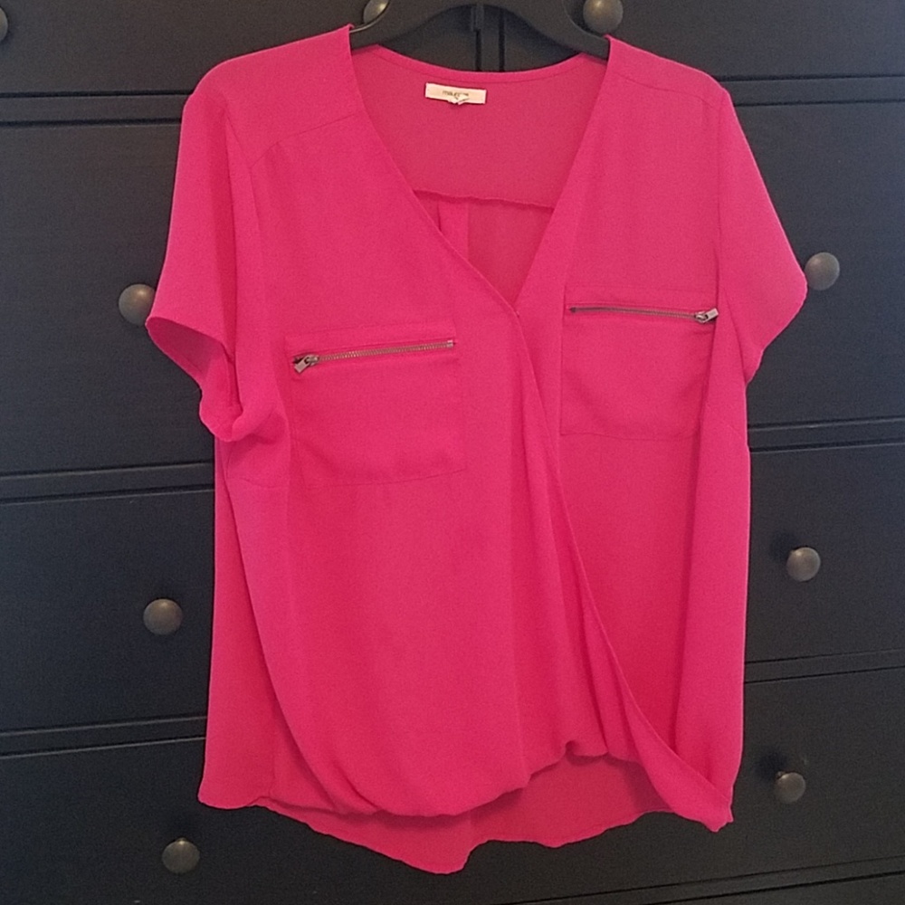 Maurice's Faux Wrap Pink Blouse